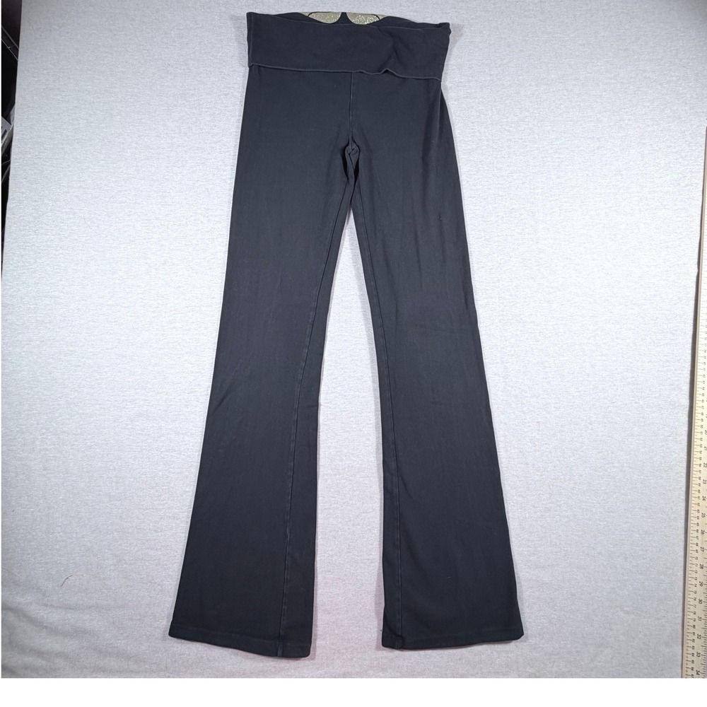 Victorias Secret Y2K Foldover Flare Yoga Pants Black Gold Angel Wings Long Small